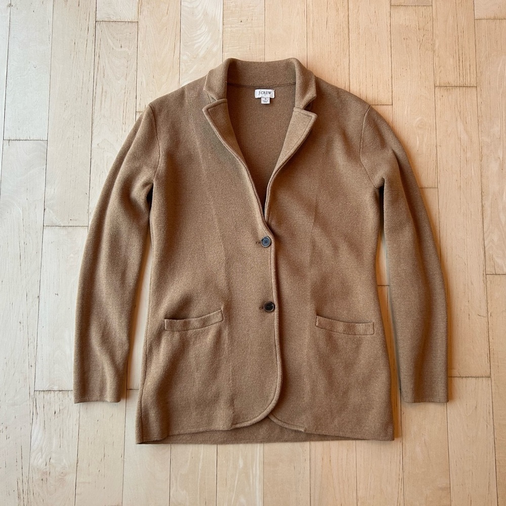 J. Crew Women’s 100% Cotton Sweater Blazer in Heather Acorn Size Small - Picture 5 of 16